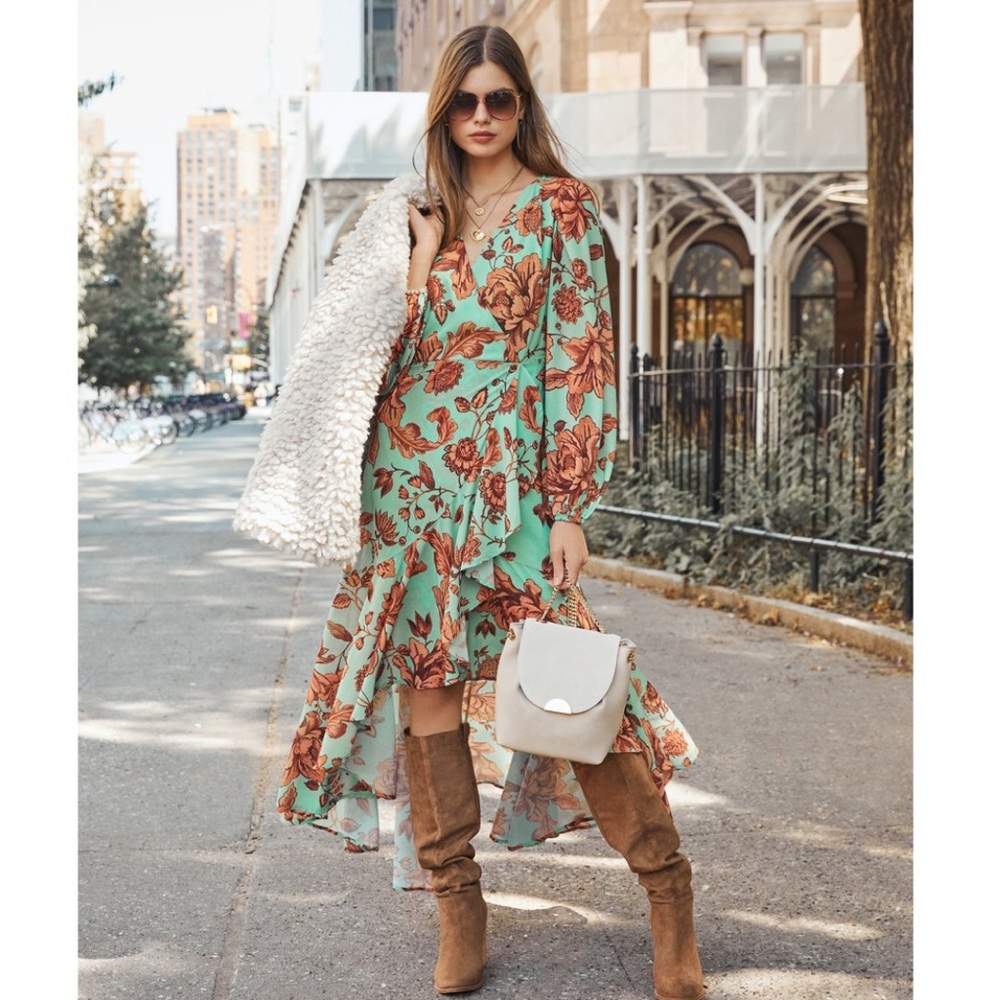 Vici Rover Floral high low ruffle dress